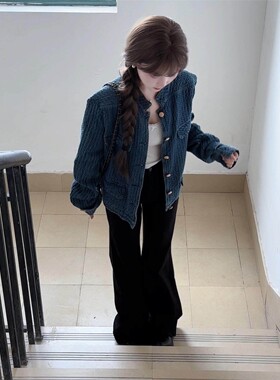 小香风老钱牛仔外套女秋冬季覆古设计肌理感小众百搭早秋夹克上衣