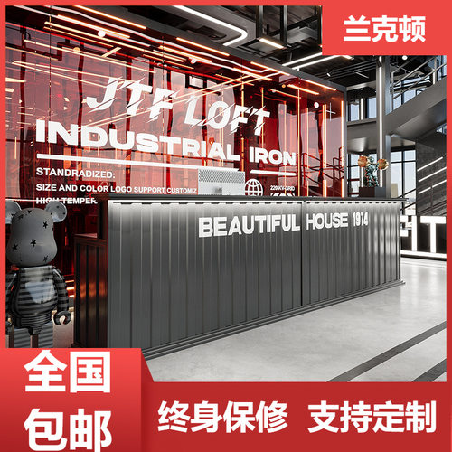 餐厅铁艺收银台店铺台球厅桌球馆转角收银柜台工业风酒吧吧台商用