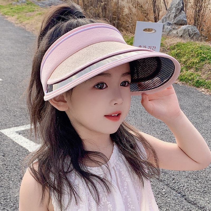 儿童防晒帽子2025新款女童遮阳帽太阳帽夏季防紫外线大帽檐空顶帽
