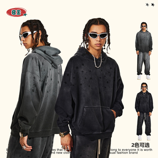 BE男装2025秋季工艺rrr123连帽卫衣宽松欧码休闲高街男式复古风