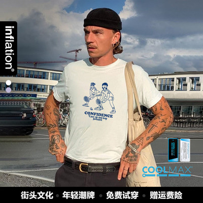 inflation男装|COOLMAX网球人物印花T恤春夏新品街头速干情侣短袖
