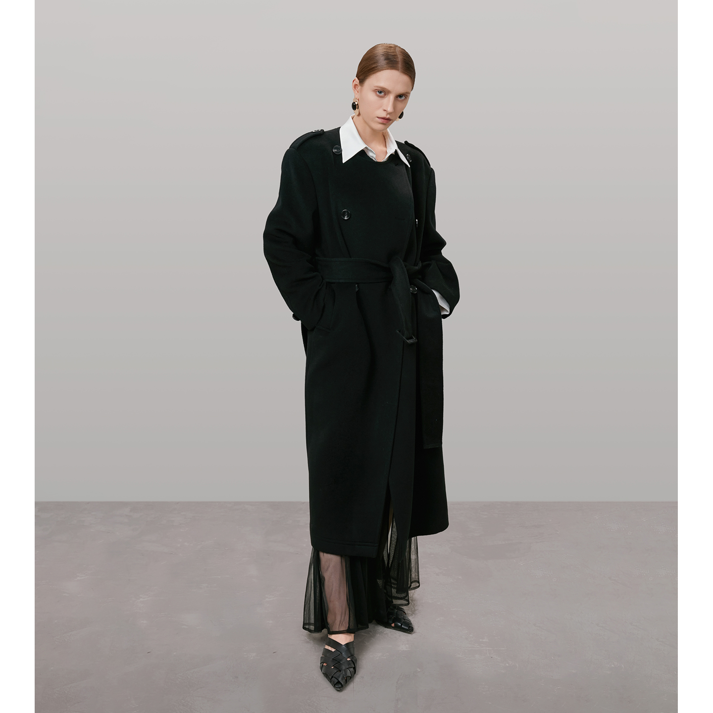 CBZIZI原创设计100%羊羔毛呢高级感中长款大衣外套女2025秋冬新款