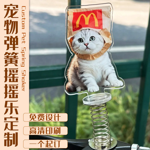 宠物弹簧摇摇乐定制办公桌面趣味摆件设计萌宠立牌创意弹弹乐制作