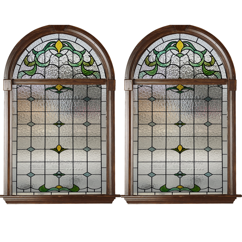 美式教堂b蒂凡尼艺术玻璃客厅隔间窗户钢化彩色玻璃化妆室干湿分