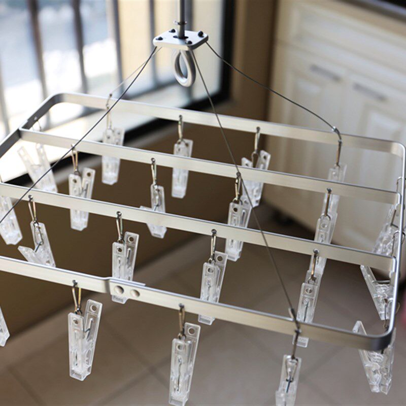 酷新怡 铝合金晾衣架 多夹子袜B子内衣裤架 防风金属婴儿衣架阳台