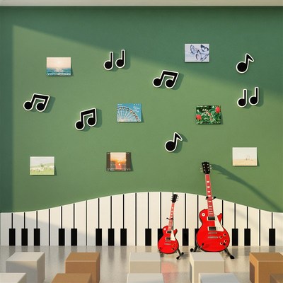 音乐教室墙面装饰钢琴行音符墙贴画培训机构辅导文化W布置装修设