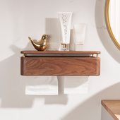 卫生间纸巾盒厕所卷纸盒抽纸壁挂免打孔卫生纸厕纸实W木防水置物