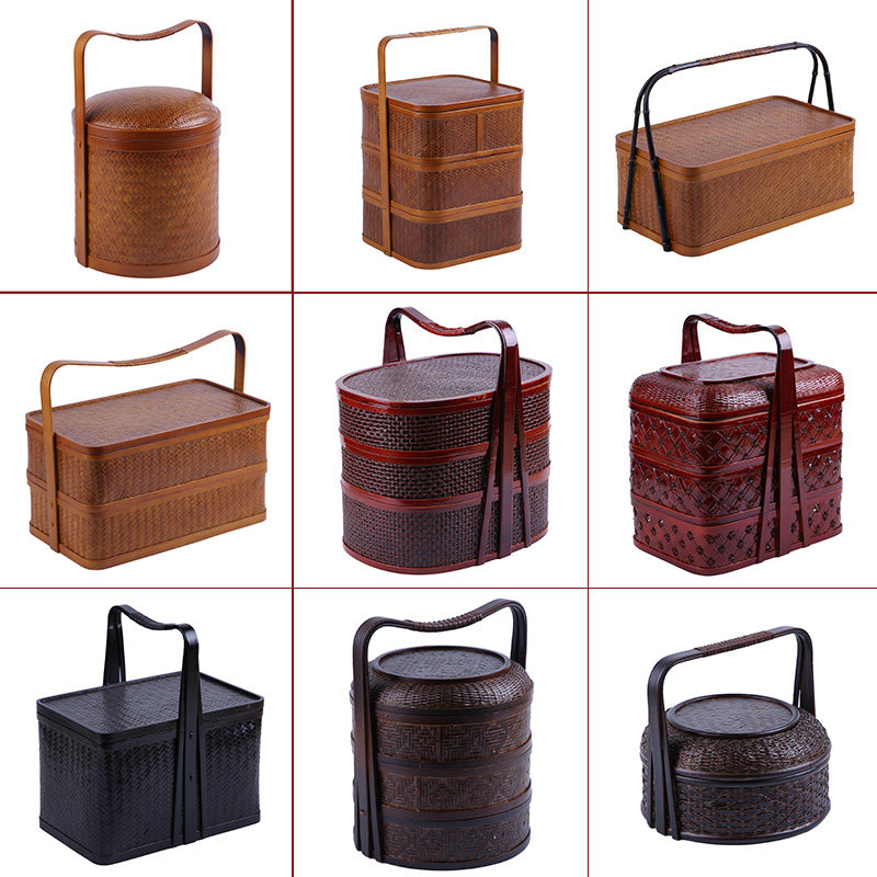 精品竹编茶具收纳盒便携旅行竹提篮茶道茶盘中式双U层家用食盒包,特色手工艺,竹编/竹雕,淘宝优惠券,粉丝福利购,淘宝优惠卷