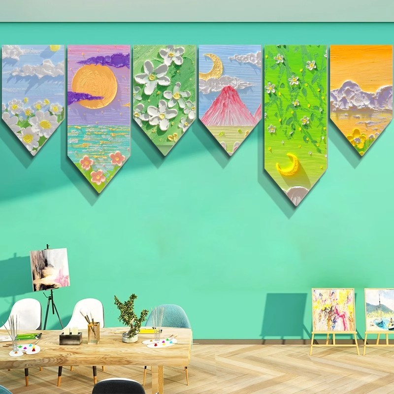 美术教室布置装饰画室画展幼儿园美术室环创主题培V训机构文化墙