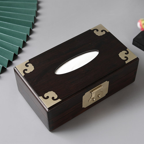 东非黑黄檀明式书箱式纸巾盒 中式实木仿古纸抽盒 V红木榫卯抽纸