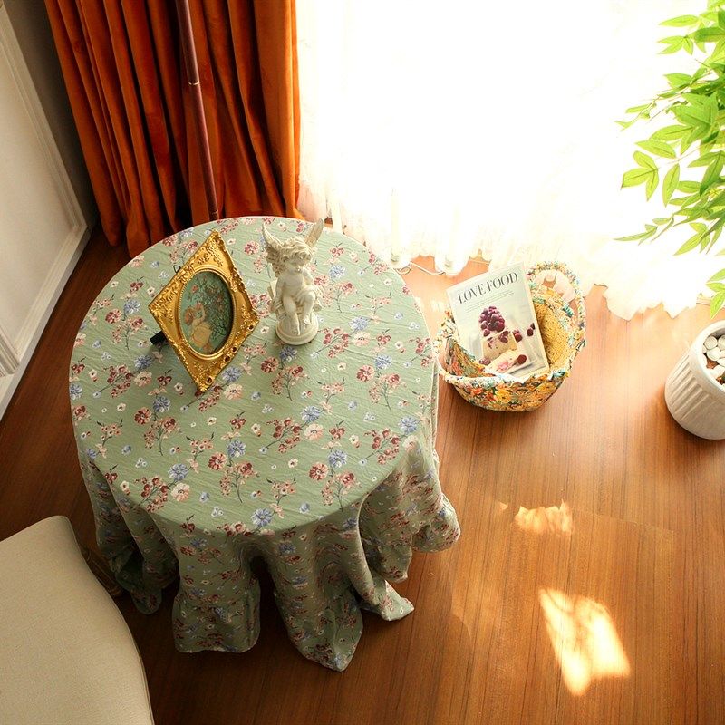 法式韩式美式风田园碎花荷叶边磨绒桌G布台布盖布沙发巾电视盖布,居家布艺,桌布,淘宝优惠券,粉丝福利购,淘宝优惠卷