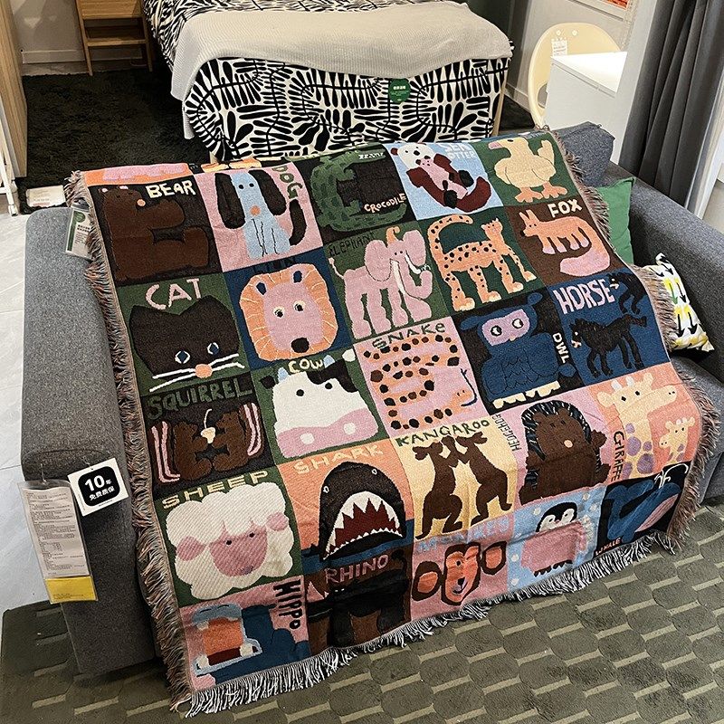 美式卡通小毯子针织m休闲毯毛毯沙发毯挂毯床盖午睡披肩毯房间装,居家布艺,沙发套,淘宝优惠券,粉丝福利购,淘宝优惠卷