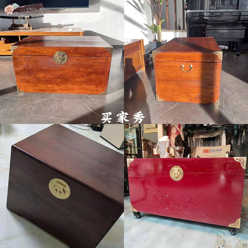 中式老式樟木箱仿古配件红木实木箱锁扣包角P木盒子五金黄铜套装