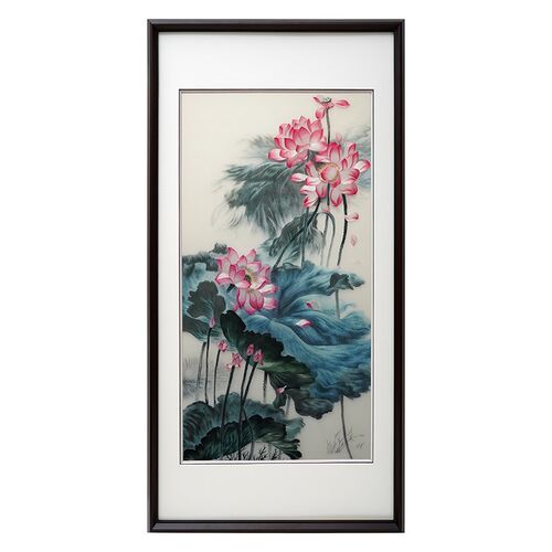 长沙湘绣装饰挂画清塘荷韵成品玄关E壁画软装刺绣摆件空间装饰艺