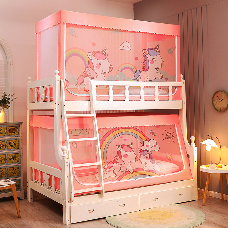 子母床伸缩支架蚊帐1.2m上下铺床1.5米梯形家用P防摔儿童双层床0.