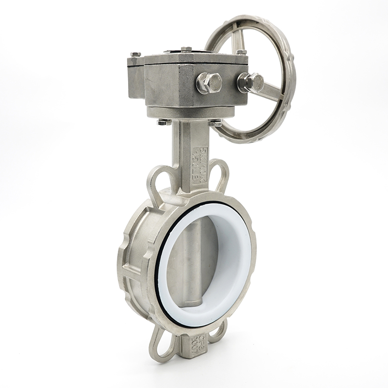 全不锈钢对夹f软密封中线蝶阀D371XF-16P涡轮自来水四氟乙丙工业D