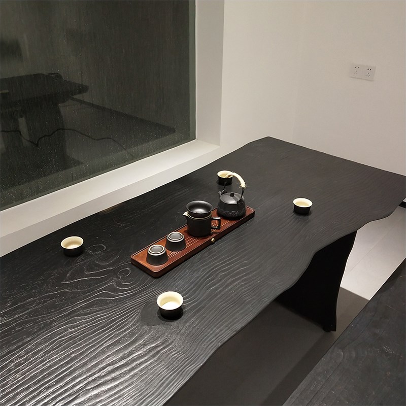 全实木原木大板茶桌椅组合泡茶台侘寂风家用客厅X阳台洽谈茶几