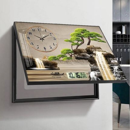 电表箱装饰画带钟表万年历2024新款轻K奢高级感配电箱盒遮挡挂画