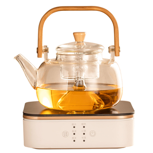 耐高温玻璃提梁壶泡茶家用茶W具烧水壶套 黑晶炉煮茶器煮茶炉日式