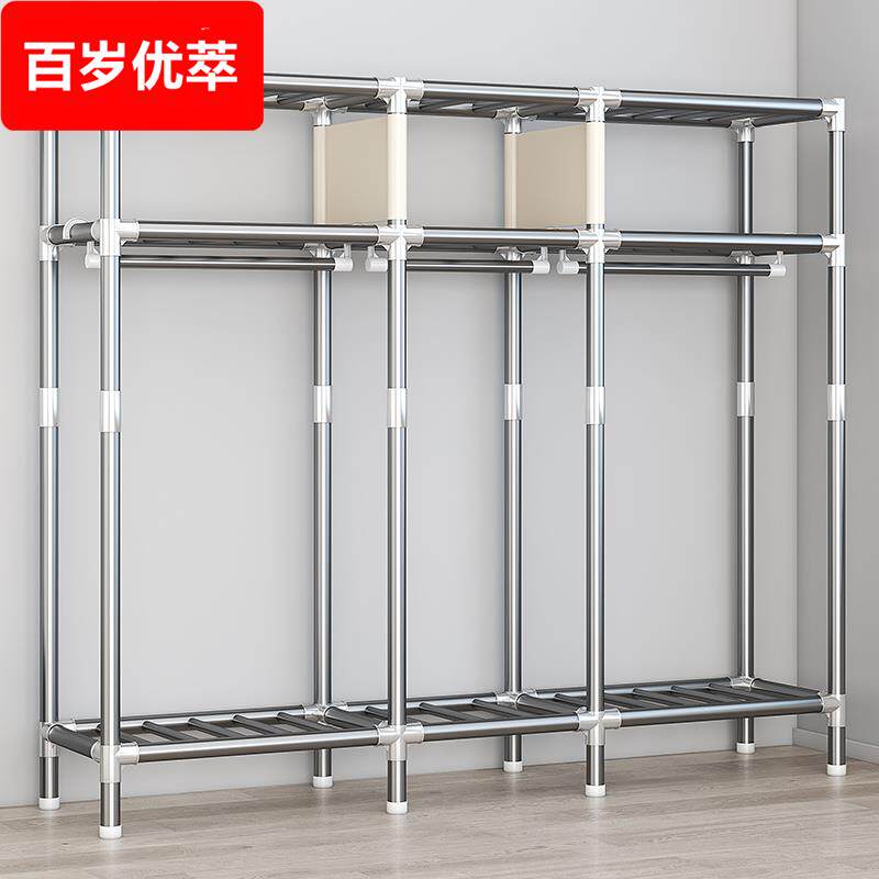 简易衣柜家用卧室布衣柜现代简约出租房钢管加粗加固组装收纳柜子