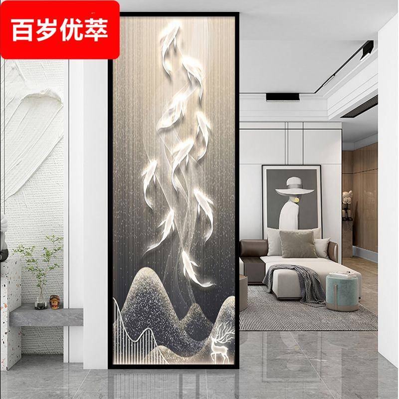 轻奢简约现代客厅入户玄关卧室屏风装饰铁艺不锈钢艺术玻璃隔断墙