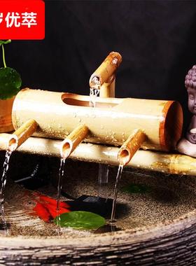 水缸造景摆件流水器循环大鱼缸瀑布造景养鱼水泵小型过滤竹子景观