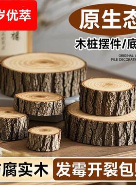 小木桩底座木桩墩子木墩木头桩子原木桌面家居摆件壁炉造景装饰品
