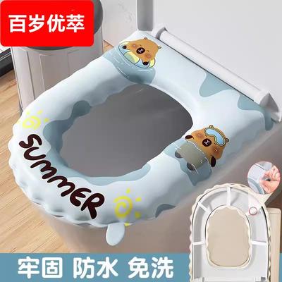 马桶坐垫防水免洗四季通用2025新款坐便套垫子冬季加厚绑带款厕所