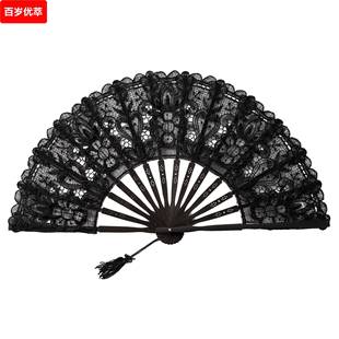 花边绣花蕾丝扇镂空复古欧式 宫廷扇子27折扇竹扇舞蹈道具表演扇