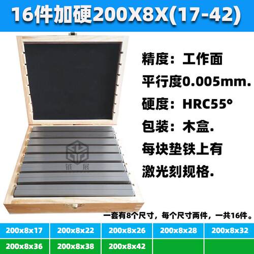 B平行垫铁 平行垫块 老虎钳垫铁* 铣床垫块 16件200PB156-3 8 P15