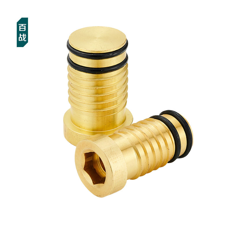 铝塑管专用旋f转堵头16/20/25地暖管打压堵头压铜管堵管帽铜配件