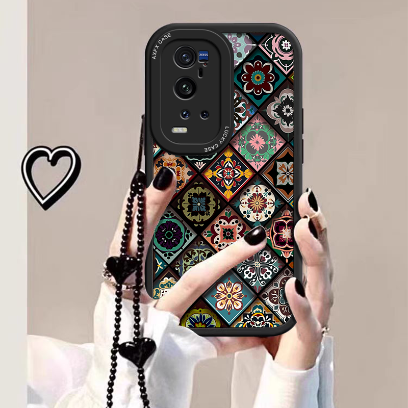 民族风图腾带手链适用vivox60pro+手机壳x60pro十保护套新款女全包V2056A防摔简约硅胶x60por+创意vovix60pro