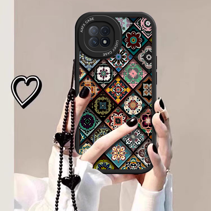 民族风图腾带手链适用opporeno4se手机壳reno4se保护套新款女生全包防摔PEAT00国风硅胶软壳reno4se小羊皮0pp