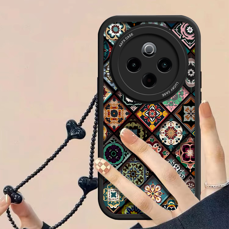 五彩图腾带手链适用vivoy300pro十手机壳y300pro+保护套女生新款vivo y300全包防摔y300i小羊皮y300t带挂绳po