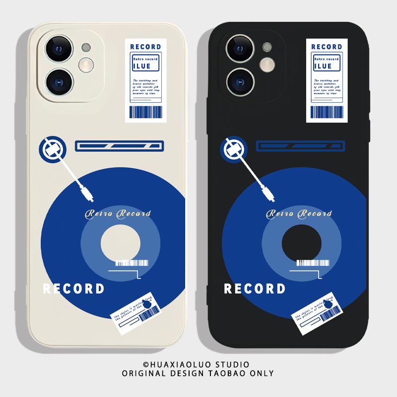 蓝色唱片适用苹果17promax手机壳新款iPhone16/15硅胶17Pro镜头全包卡通14plus男女13mini情侣12防摔11保护套
