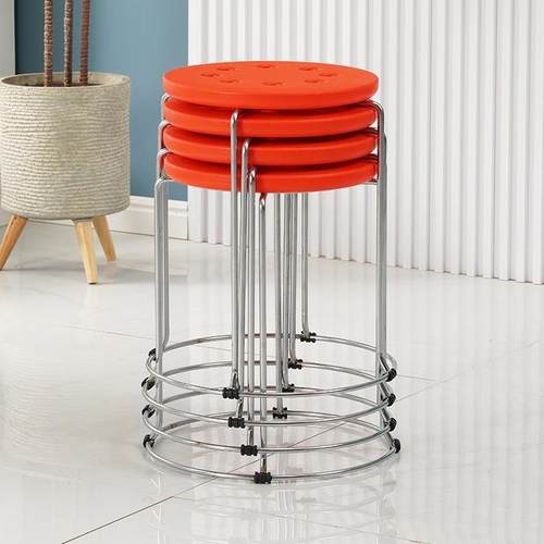 塑料圆凳家用中空凳子加粗钢筋饭店餐馆椅子加厚吹塑面八孔凳