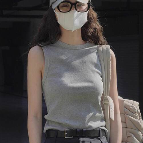 美式灰色工字型吊带背心女内搭2025新款春季外穿无袖坎肩美背上衣