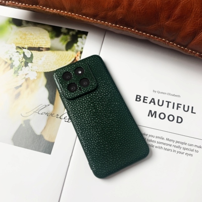 新款魔鬼鱼纹牛皮压纹小米手机壳