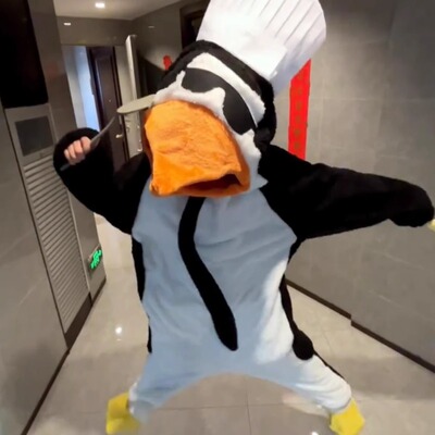 出租出售】高雅人士恶俗企鹅珊瑚绒连体睡衣搞怪cospla服 可外穿