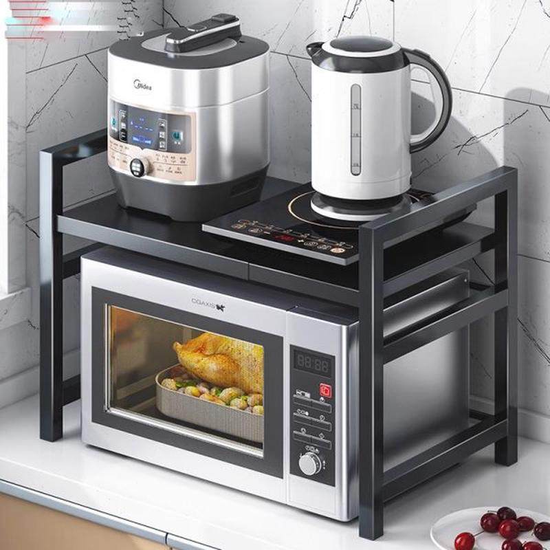 可伸缩厨房置物架微波炉架子家用台面桌面双层电饭锅烤箱收纳帮菊,厨房/烹饪用具,微波炉置物架,淘宝优惠券,粉丝福利购,淘宝优惠卷