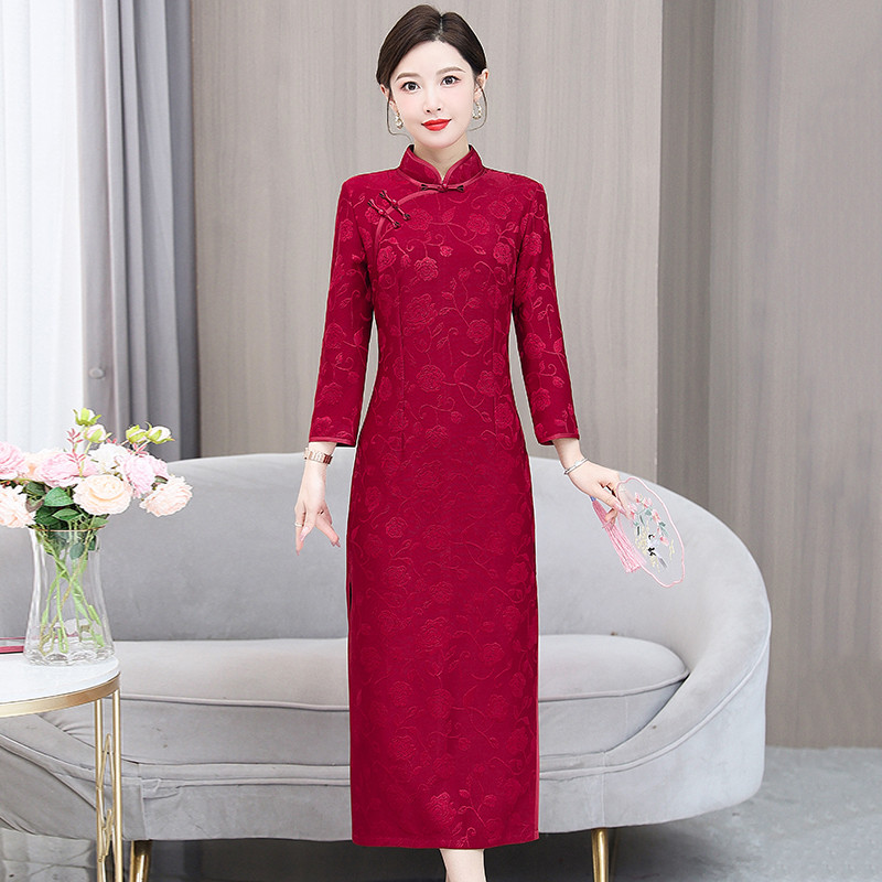 新品喜婆婆婚宴装平时可穿旗袍年轻洋气喜服结婚婚礼妈妈礼服高贵