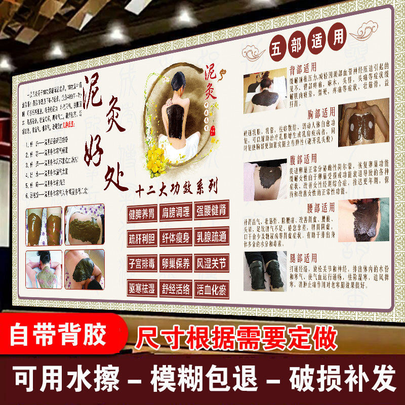 中药泥灸的好处泥灸的功效中医养生馆装饰画中药热敷海报泥灸功效
