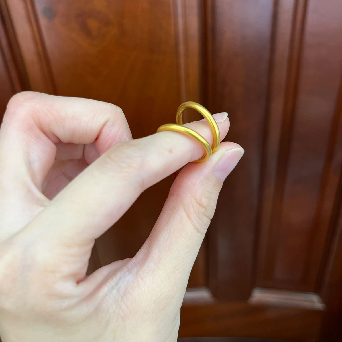 古法传承素圈戒指女18k金小众设计高级感仿真黄金食指戒时尚指环