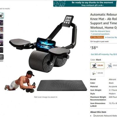 高档收回弹时健身器材滚轮撑运动自动肘健腹轮腹计腹肌卷用神器