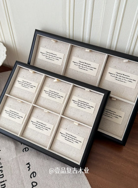 黑色法式木质托盘盒手串展示盒戒指耳饰收纳盒饰品展示架拍照道具