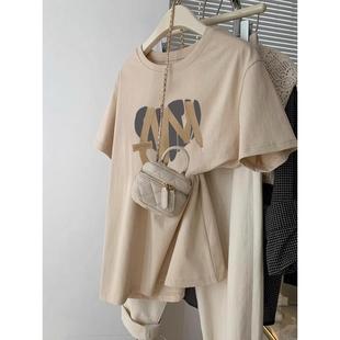 纯棉设计感学生上衣ins洋气小 新品 hiphop潮牌复古夏季 短袖 女大码