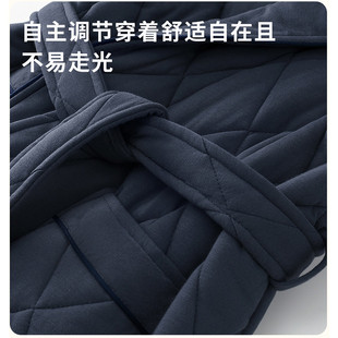 睡袍男士冬季三层加厚长款纯棉夹棉男款睡衣大衣浴袍加大码可外穿