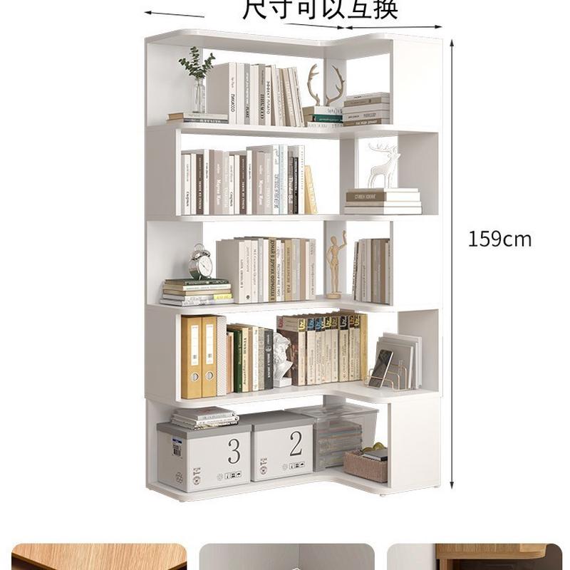 实木角柜书柜书架落地置物墙角柜l型花架收纳架边角家用客厅