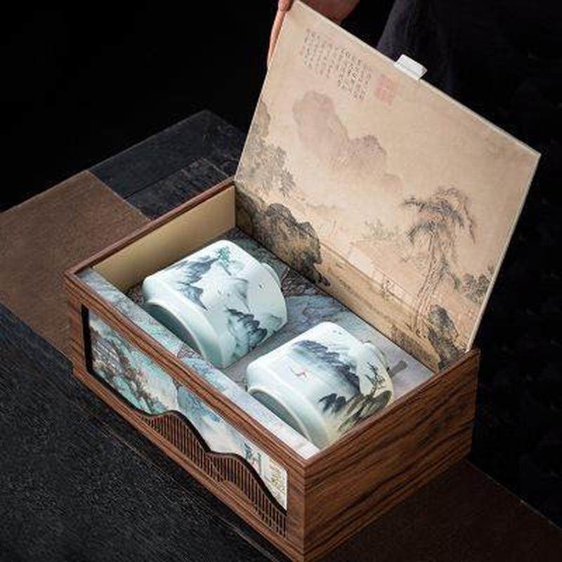 高档手绘陶瓷茶叶罐礼盒装空盒包装盒空礼品盒半斤绿茶红茶金骏眉,餐饮具,茶叶罐,淘宝优惠券,粉丝福利购,淘宝优惠卷