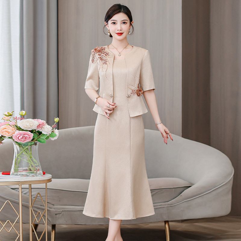 高货结婚长辈衣服高端喜婆婆婚宴装连衣裙气质妈妈婚礼礼服高贵年